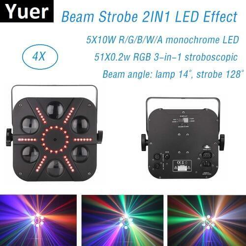 6 Eyes Stage Lights Beam Strobe 2IN1 LED Effect Lighting 51X0.2W RGB + 5X10W RGBWA 5IN1 Dj Lighting KTV Night Clubs Lights Music