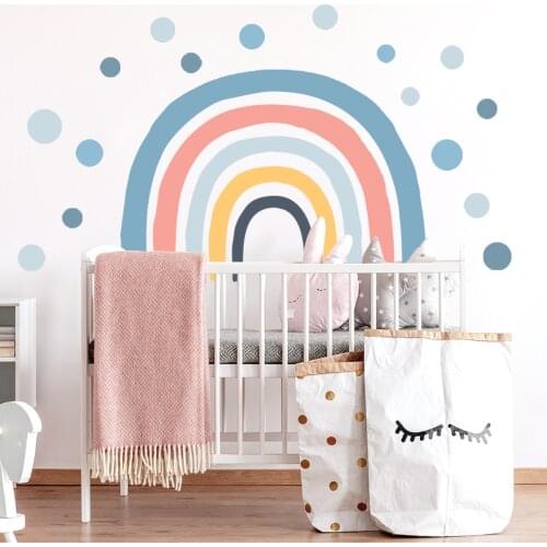 Removable Kids rooms Wall Decor Sticker ins Rainbow Wall Stickers for Children room Bedroom Home Decoration Murals Wallpapers
