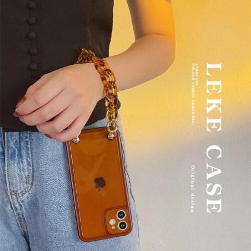 Fashion Leopard Bracelet Hanging Chain Phone Case For iPhone 12 Pro Max XSMAX 11 Pro Max XR XS 7 8 PluIs SE Clear Silicone Cover