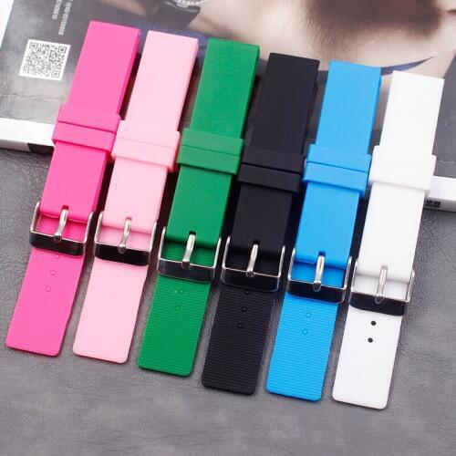 Mens 18mm Silicone Strap Flat Headband Womens Sports Casual Waterproof Rubber Strap Accessories Buckle