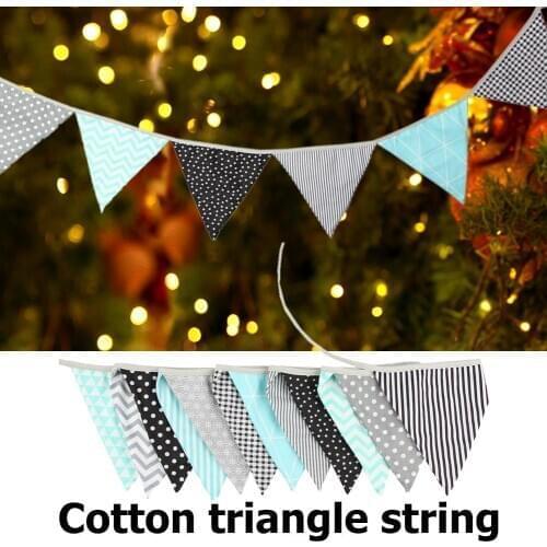 INS Nordic Cotton Fabric Flags Blue Gray Pennant Party Wedding Supplies Fashion Home Party Decoration Accessories