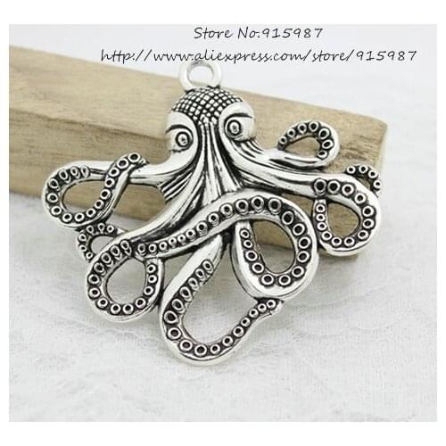 Sweet Bell 6 pcs/lot Antique Color European 57*59mm vintage big Squid pendant charms 3B391