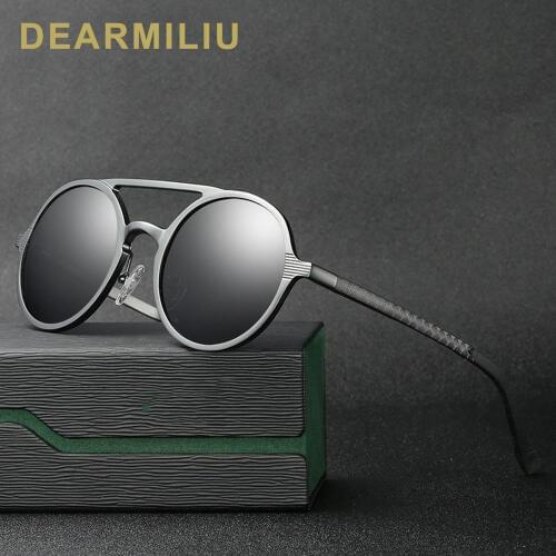 DEARMILIU Brand Unisex Aluminum magnesium Polarized SunGlasses Coating Mirror Driving Sunglasses Round Eyewear For Men/Women