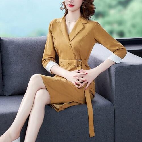 Office Lady 2XL Plus Size Solid Bodycon Suit Dress 2021 Spring Autumn New Vintage Casual Midi Dress Women Elegant Party Vestidos