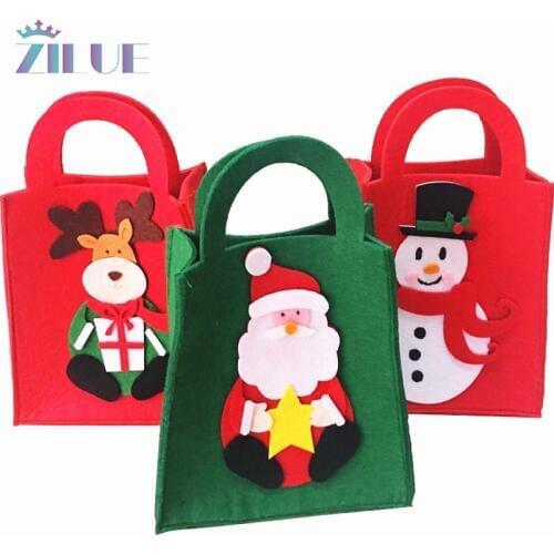 Zilue 2pcs/lot Snowman Non-woven Fabrics Handbag Felt Cloth Christmas Gift Bag Shopping Bag Children Gift Christmas Decorations