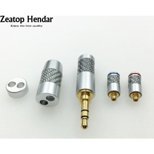 1Set 3.5mm 3Pole Jack + Earphone Pin Plug + Slider + Y Splitter DIY Connector for Shure MMCX SE535 SE846 Carbon Fiber Shell