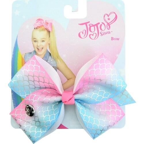 1pcs 5" JoJo Hair Clip Solid Print Unicorn Rainbow Scale Bows With Clips For Girls Hairpins Barrette Hair Accessories