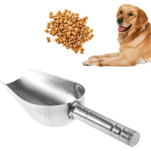 1PC Stainless Steel Pet Feed Food Supplies Dog Food Scoop Shovel Puppy Feeding Food Container Holder Pet Dog Feeding Accessories