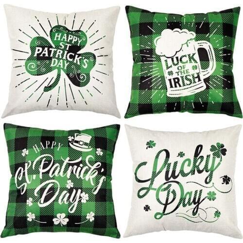 12 Pcs St. Patricks Day Decorations Pillow Covers 18 Inch for Irish Shamrock Home Decor Throw Pillows Case Wholesale X2