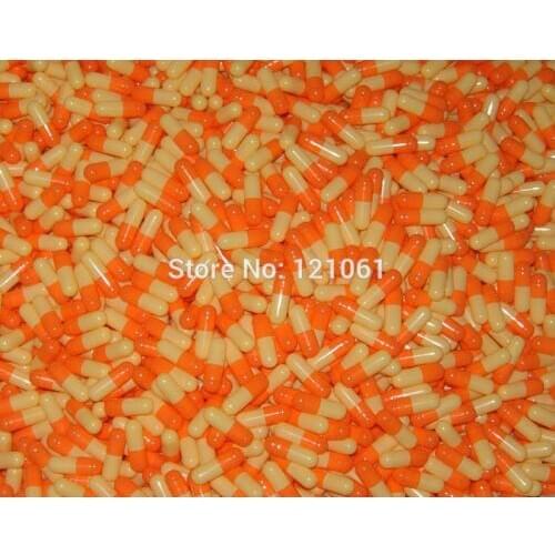2# 100pcs! Orange-Light yellow colored empty capsules 2#,hard gelatin empty capsules(joined or seperated caspules available!)