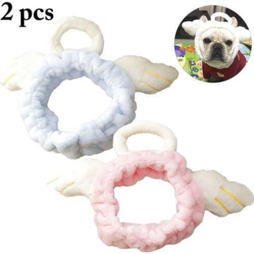 2Pcs Angel Wings Jewelry Hat Funny Dog Cat Fantasy Headdress Pets Change Headgear Pink Blue Pet Decoration Supplies