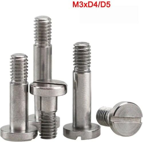 2Pcs / A set of 304 Stainless Steel Slotted Plug Screw Set Polished Rod Half Tooth Shoulder Screws M3xD4/D5