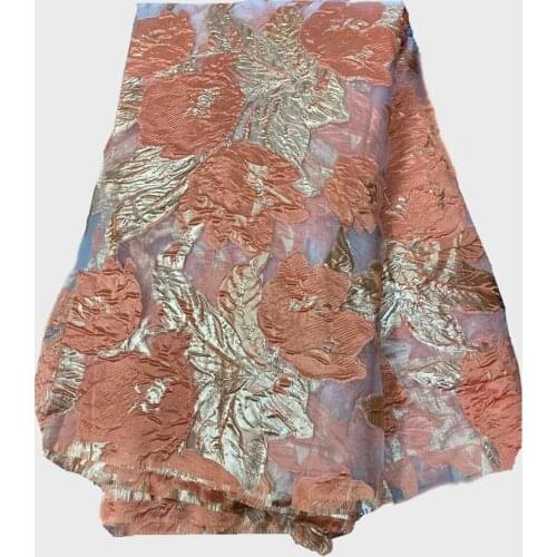 2021 Latest Gold African Jacquard Lace Fabric French Lace Embroidery Nigerian Brocade Lace Fabric For Wedding Dress
