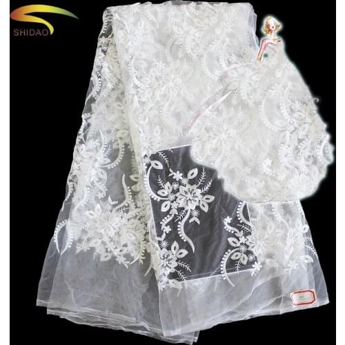 5 yards/lot French Wedding Lace Fabric Handmade DIY Soft lace dress high quality embroidery lace for Veil Wedding Dress