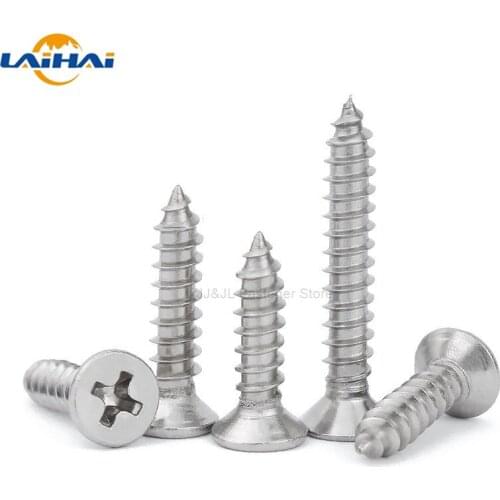 50pcs M1 M1.2 M1.4 M1.7 M2 M2.6 M3 M3.5 M4 Mini 304 stainless steel Cross Phillips Flat Countersunk Head Self-tapping Wood Screw
