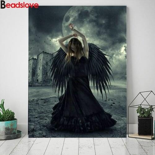 5d Diamond Embroidery Dark angel woman Diy Diamond Painting cross stitch girl wings Diamond Mosaic Home Decoration Painting