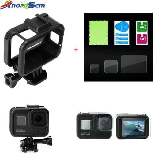 Anordsem Accessories Sports Camera Protect Frame Case + Lens Protective Film for Gopro Hero 8 Black Camera Mount Shell