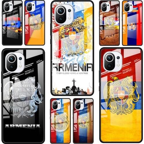 Armenia Armenians Flag for Xiaomi Mi 11 Ultra Lite 10T Note 10 9T Pro CC9 CC9E 5G Luxury Tempered Glass Phone Case Cover