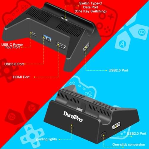 DuraPro Docking Station Charging Dock Base For Nintendo Switch Host With Type-C USB3.0/2.0 HDMI Port TV Conversion Charger Stand
