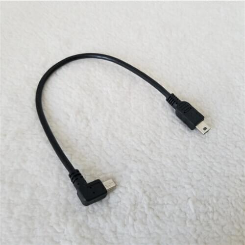 Mini USB 90 Degree Right Angle to Mini USB Data Cable 5Pin Adapter Extension Wire for Camera Android Phone Black 25cm