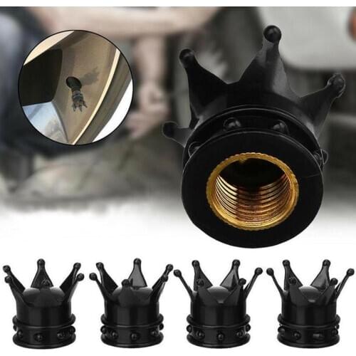 4pcs/lot Bicycle Tire Valve Caps Dustproof Gold Crown Tyre Wheel Stem Air Valve Caps Tire Valve Auto Truck Bike Caps