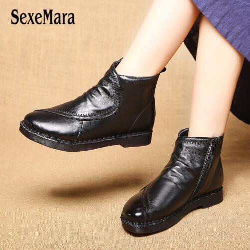 Hot Sale Boots Cow Leather Womens Ankle Boot Warmful Snow Boots Ladies Casual Winter Shoes