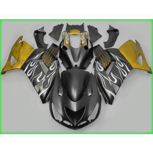 Injection mold Fairing kit for KAWASAKI Ninja ZX14R 06 07 08 11 ZX 14R 2006 2007 2011 ABS golden flames Fairings set+7gifts KT12