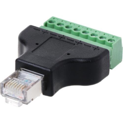RG45 8P8C Pin Metal Cable Modular Plugs Screw Binding Post Terminals Adapter