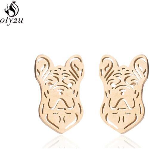 Oly2u Lovely Animal Ear Studs Chic Stainless Steel Bulldog Dog Paw Stud Earrings for Girls Kids Handmade Best Gift for Pet Lover