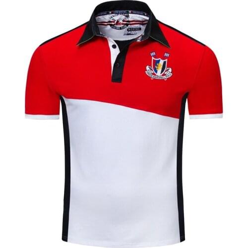 New Men Polo Shirt 100% Cotton Breathable Solid Polo Homme Casual Short Sleeve Patchwork Polos Tops Plus Size 2XL Polo Shirts