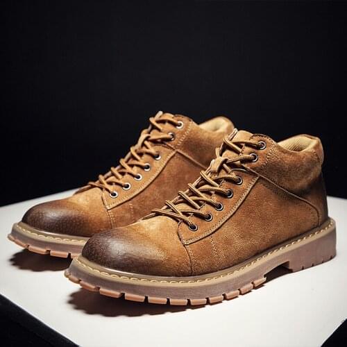 Mens High-Top Shoes Fashion Cow Suede Oxford Shoes High Quality Trend Casual Martin Shoes British Classic Men Lace-Up Shoes