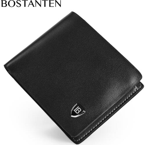 Bostanten Mens Cow Leather Bifold Wallet with Deluxe Credit Card Flip Pocket