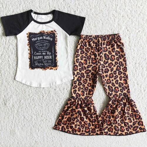 New Fashion Kids Designer Clothes Girls Bell Bottom Pants Toddler Baby Outfits Fashion Kid Girls Boutique Clothing Wholesale Set