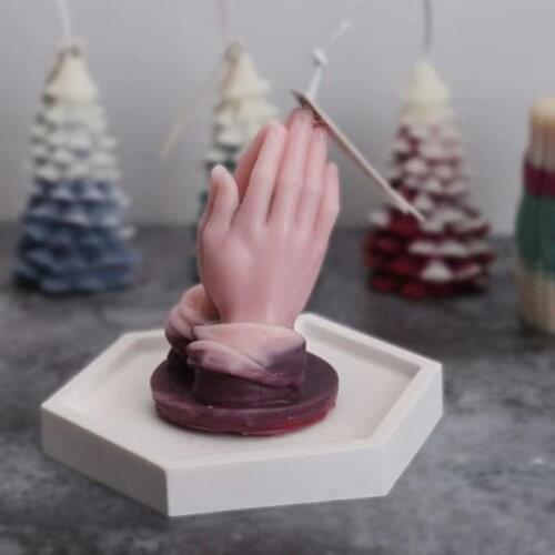 2021 Hands Prayer Silicone Mold Cake Baking Mold DIY Candle Aromatherapy Gypsum Decorative Mold Candle Making Mold