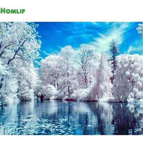 New Needlework Diamond Painting Beautiful Snow Winter Landscape Diamond Embroidery All Square Drill Rhinestone Mosaic Picture