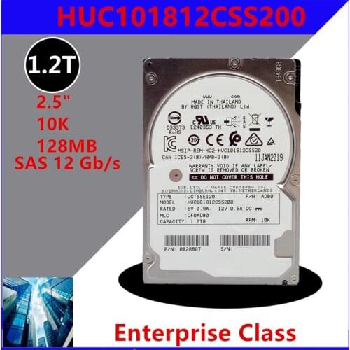 New HDD For Hgst/Dell Brand 1.2TB 2.5" SAS 12 Gb/s 128MB 10000RPM For Internal HDD For Enterprise Class HDD For HUC101812CSS200