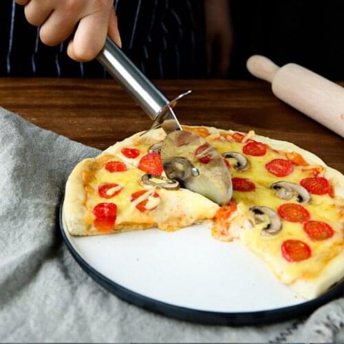 Stainless Steel Single Roller Pizza Knife Round Wheel Pizza Slicer Kitchen Gadget Baking Tools