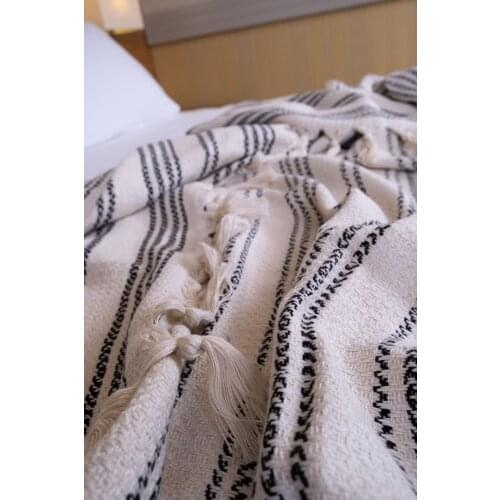 Natural Color Turkish %100 Cotton Blanket, Throw Double Side Four Season Desing