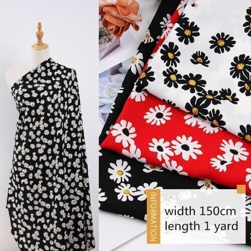 Small Daisy Printed Soft Chiffon Fabric Girls Clothes Summer Dress Material Birthday Wedding Party Sewing Supplies