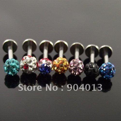 24pcs Wholesale Fashion Lip Ring Labret Ring body Piercing Jewelry Tragus Earring Helix Full Rhinestone Labret FULL Crystal Gems