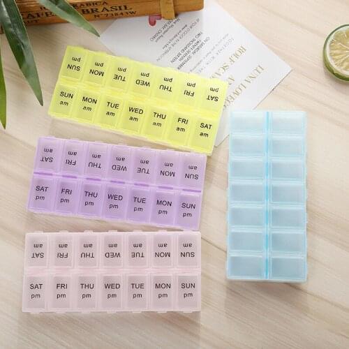 14 Grids 7 Days Weekly Pill Case Medicine Tablet Dispenser Organizer Pill Box Splitters Pill Storage Organizer Container