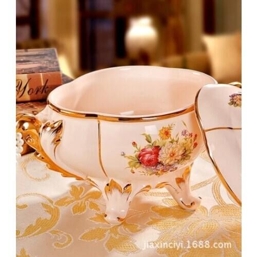 Ourui Ya ornaments upscale European-style ceramic storage tank model villa living room coffee table ornaments candy jar