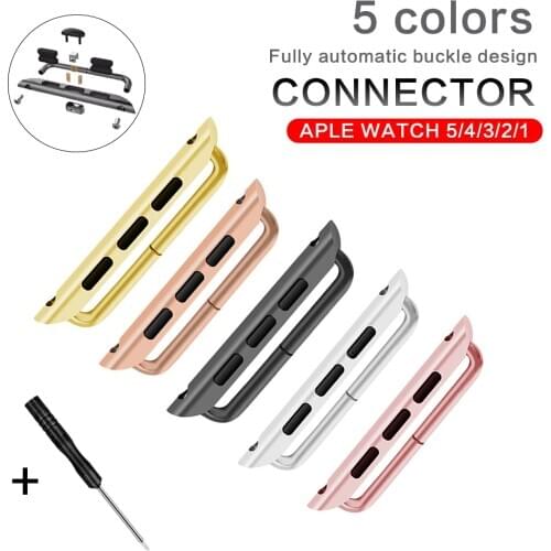 A pair of stainless steel strap connectors for Apple Watch band 38MM 40MM 42MM 44MM iwatch Series 6/Se/54321 adapter accessories