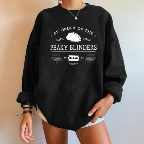 By Order of The Peaky Blinders Letter Print Sweatshirt Women 0-Neck Oversized Sweatshirt Femme Casual Drop-shoulder Streetwear