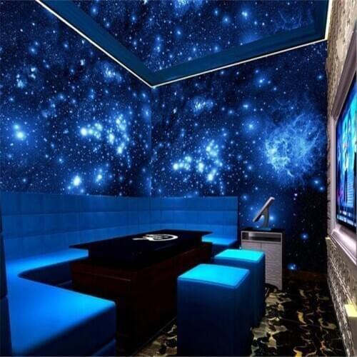 Custom Mural Wallpaper 3D Stereo Blue Night Universe Space Shinning Stars For Wall Ceiling Living Room Background Wall Painting