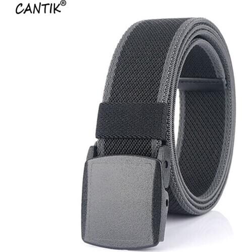 CANTIK Unisex Simple Design Plastic Automatic Buckle Belts Quality Elastic Force Nylon Belt Men Clothing Accessories CBCA211