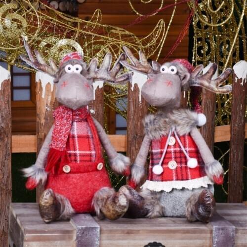 Christmas Decoration for Tree New Year Gift Reindeer Dolls Xmas Home Decoration Christmas Good Retractable Xmas Figurines