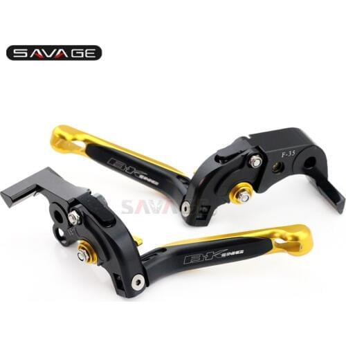 Brake Clutch Lever For SUZUKI BKING GSX1300 2008-2011 GSX 1300 Black Gold Motorcycle Folding Levers Moto Retractable LOGO B-KING