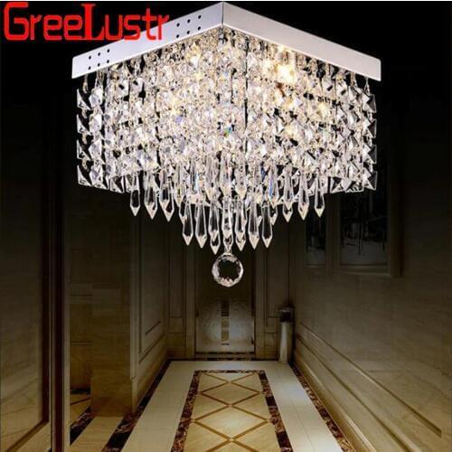 Modern square crystal led Chandeliers Ceiling Pladfon lamps For Hallay Corridor restaurant chandelier light Fixtures Ceiling