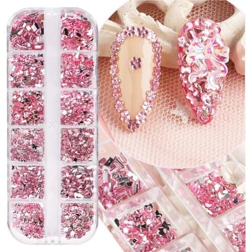Heart Star Nail Rhinestone Crystals Strass 3D Nail Charms Stones Colorful Glass Nails Gems For Nails Art Decoration Accessories